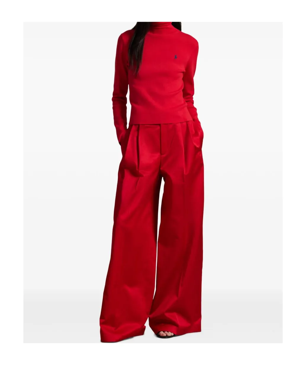 Wide Leg Pleated Trousers