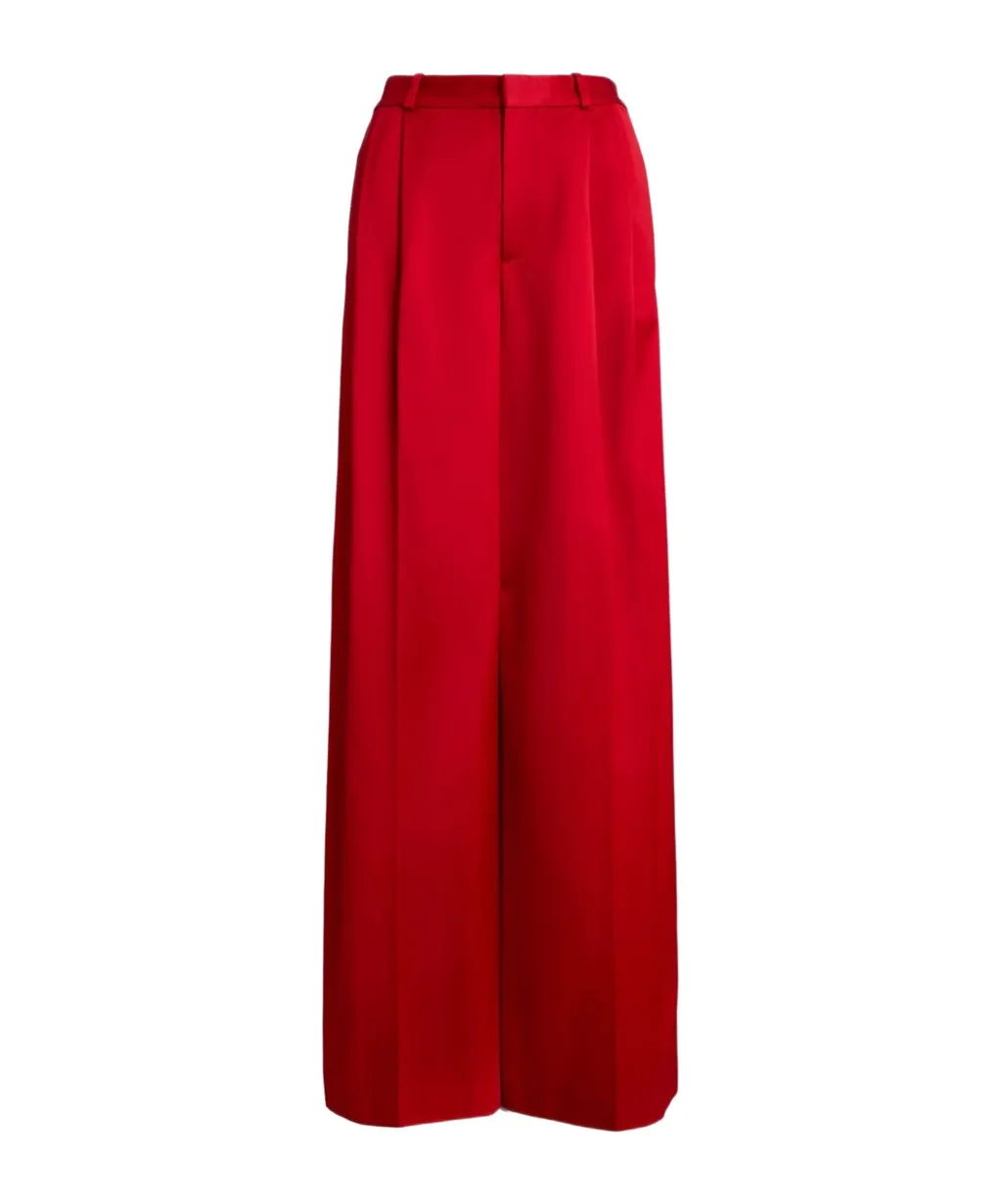 Wide Leg Pleated Trousers