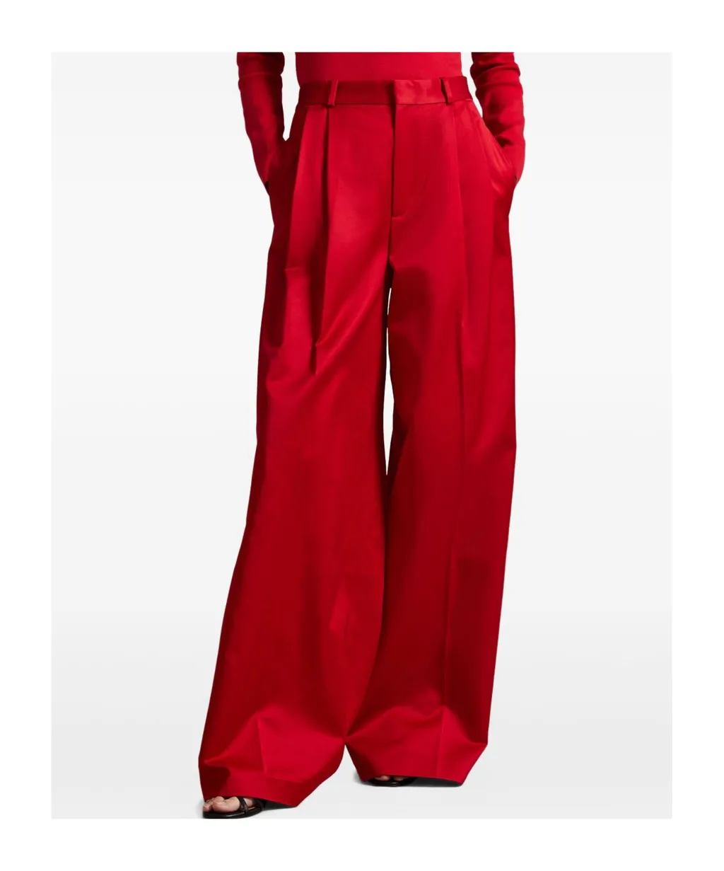Wide Leg Pleated Trousers