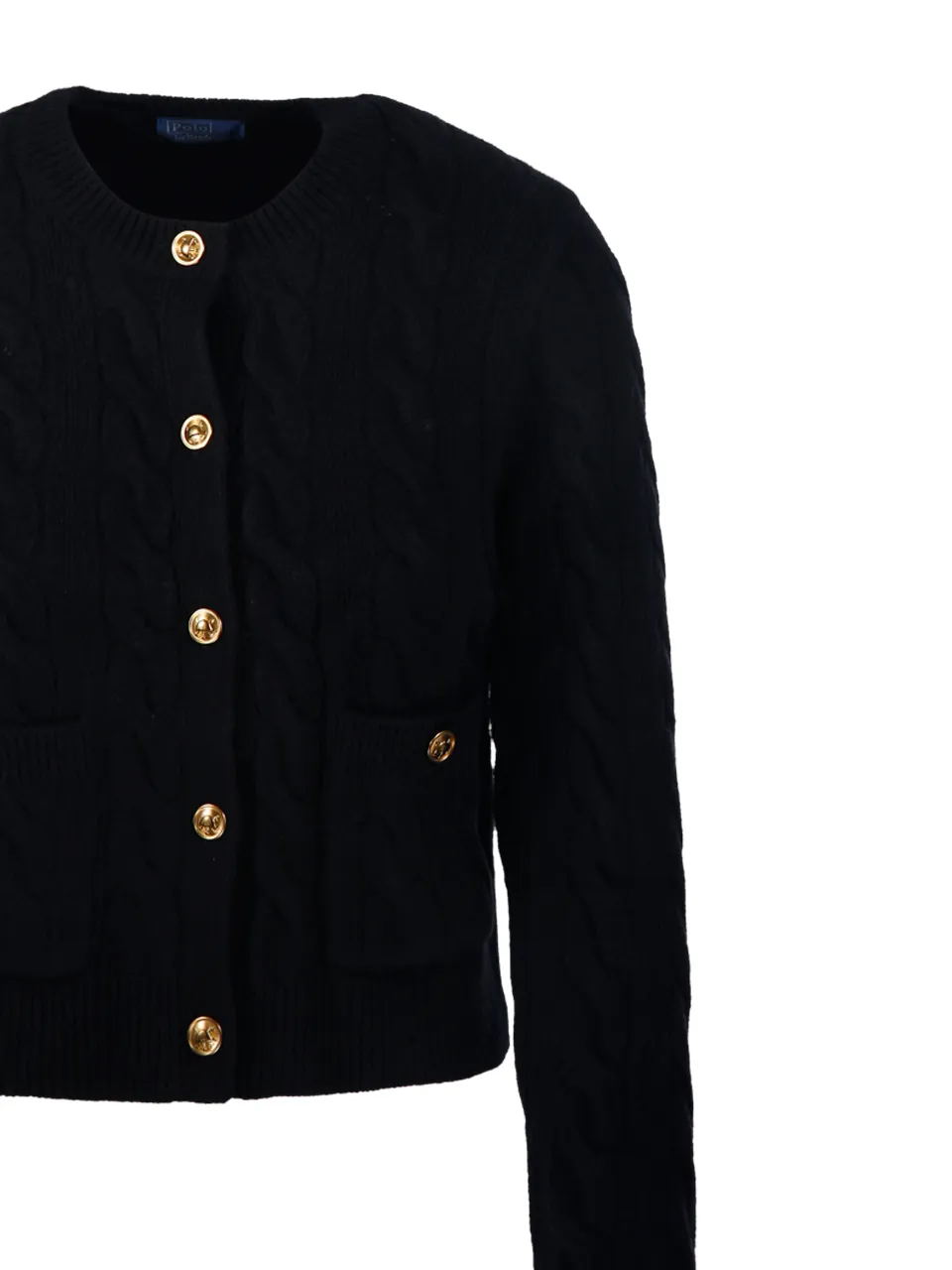 Cable-Knit Crewneck Buttoned Cardigan