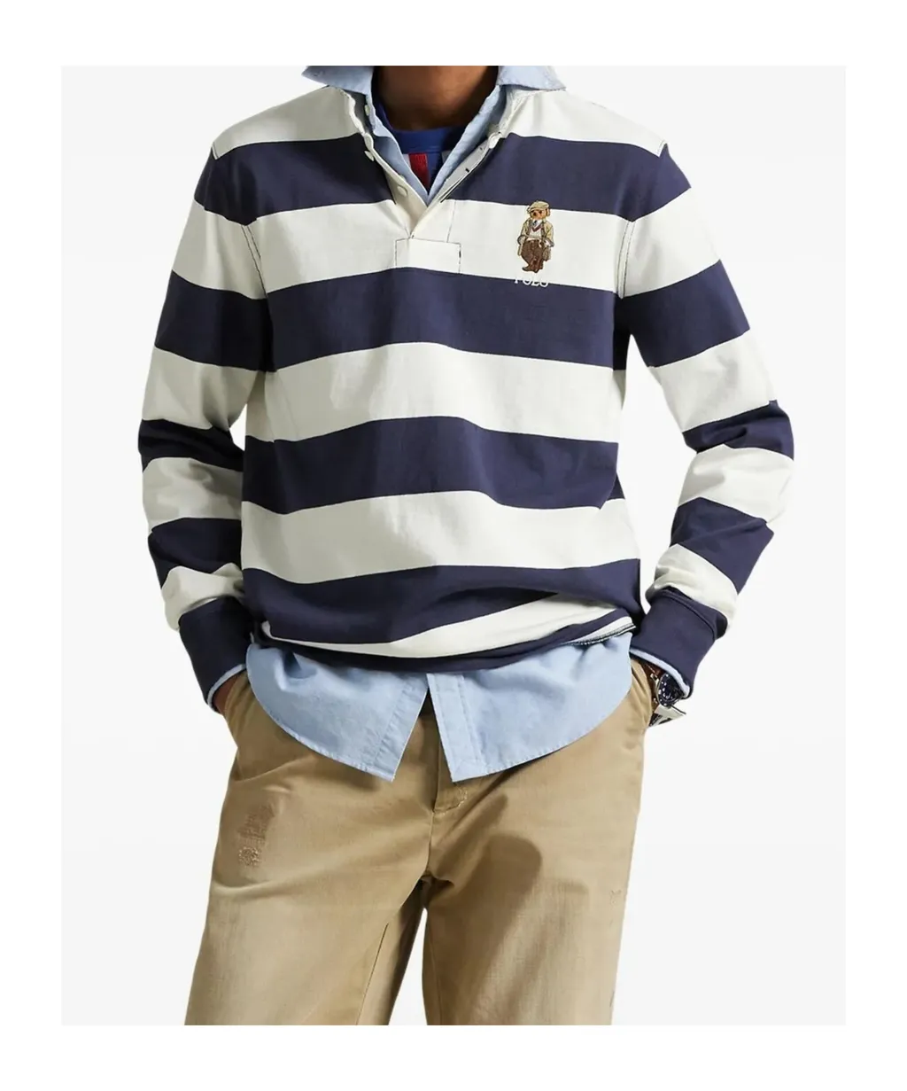 Striped Logo Embroidered Polo Shirt