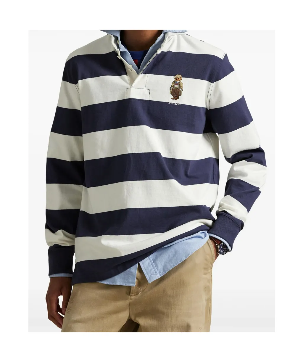 Striped Logo Embroidered Polo Shirt