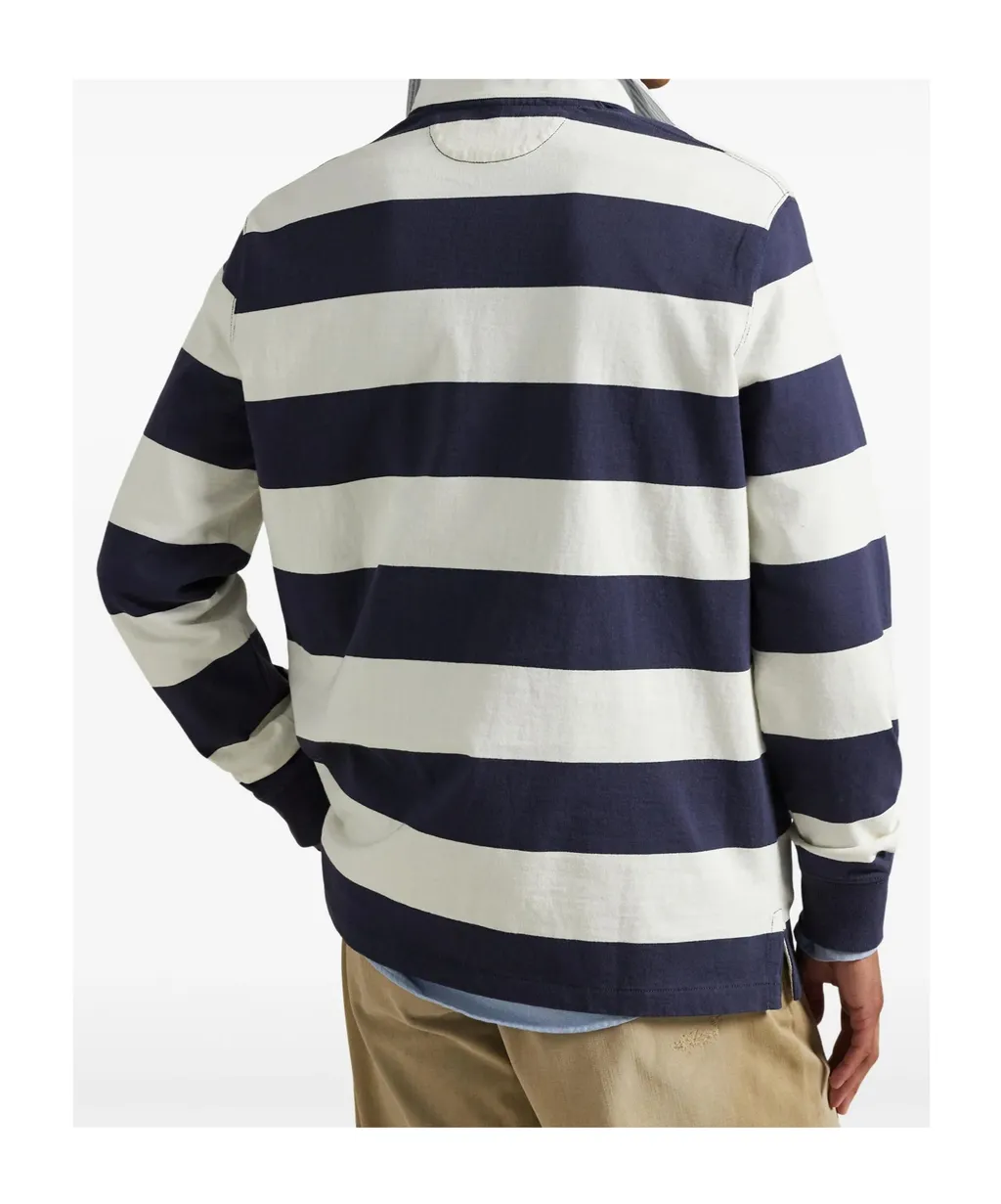 Striped Logo Embroidered Polo Shirt