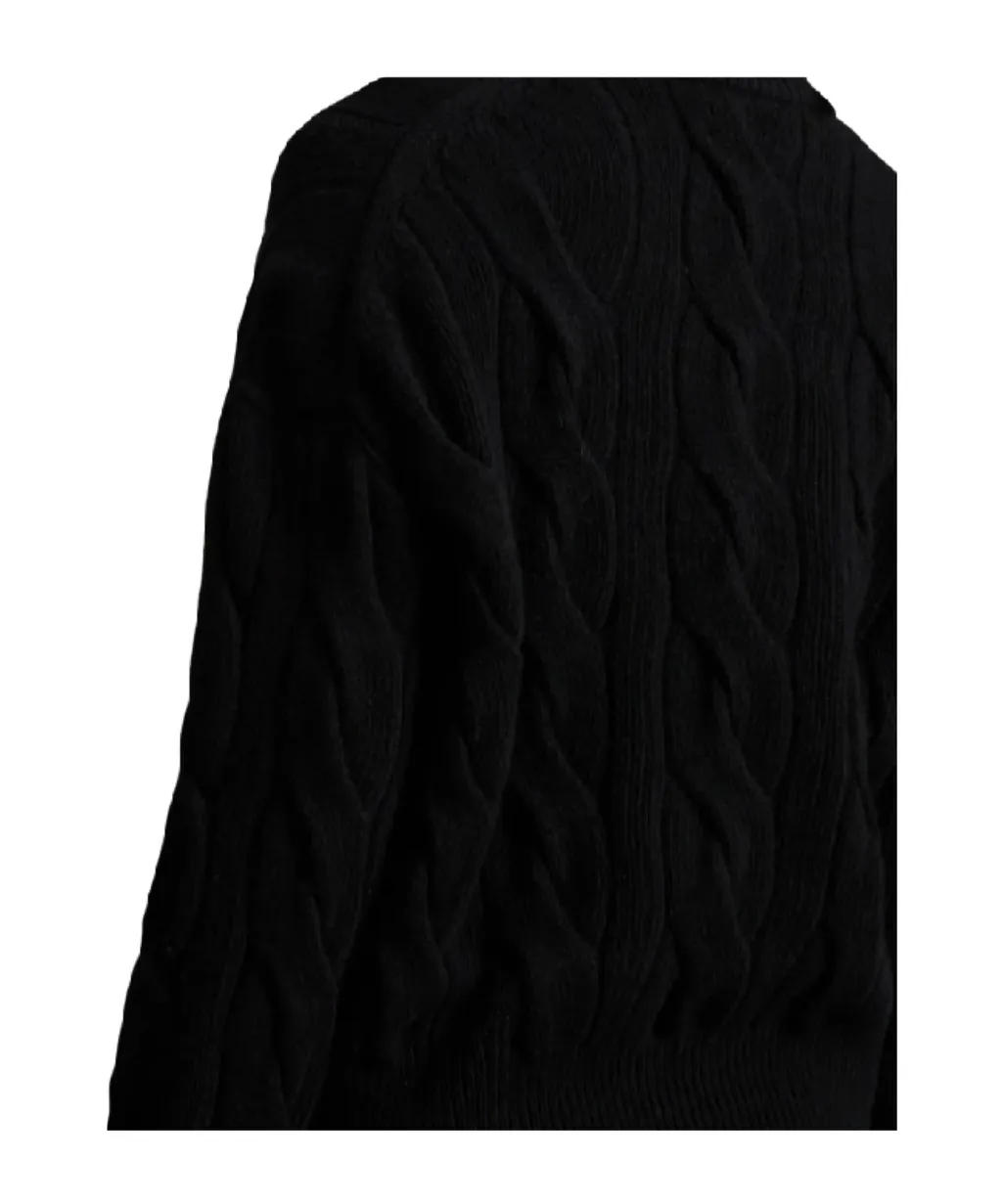 Cable-Knit V-Neck Pullover Sweater