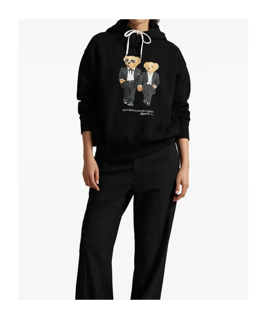 Polo Bear Printed Drawstring Hoodie