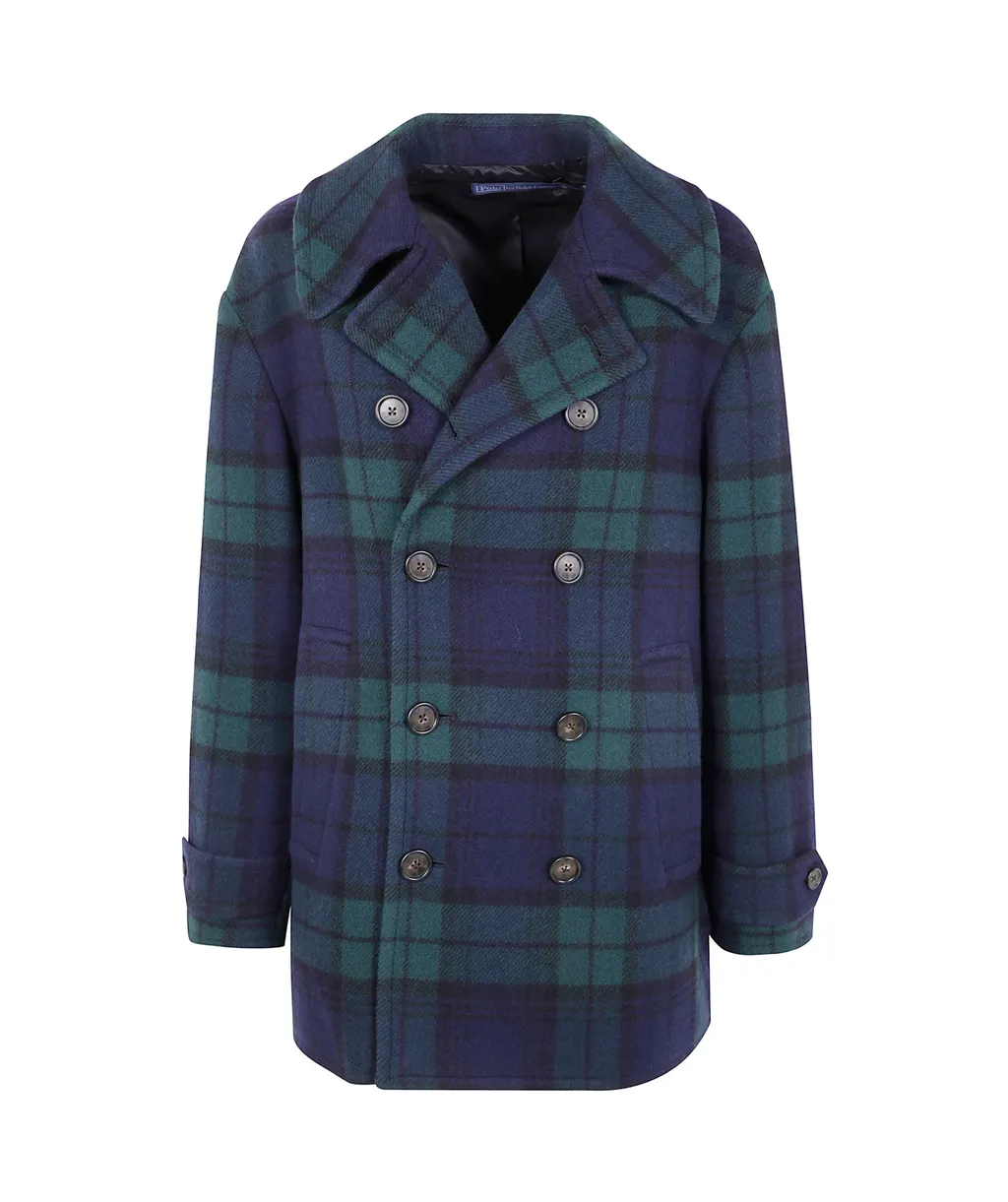 Checked Double-Breasted Peacoat