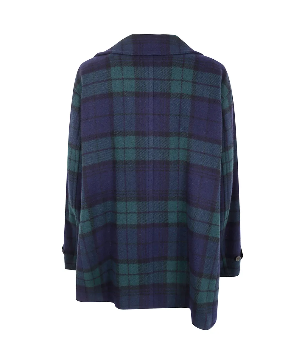Checked Double-Breasted Peacoat