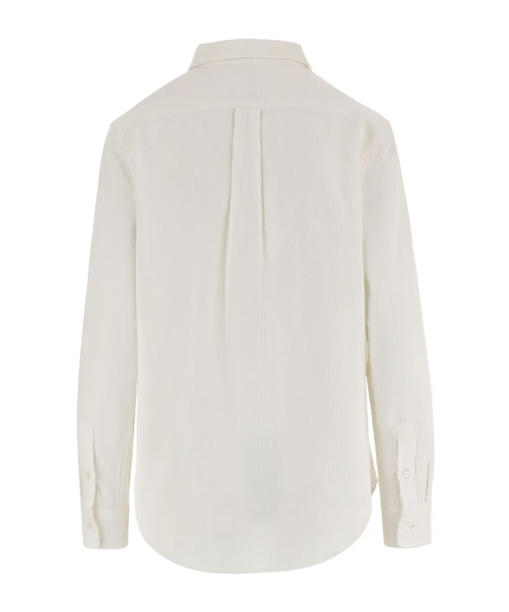Logo Embroidered Curved Hem Shirt