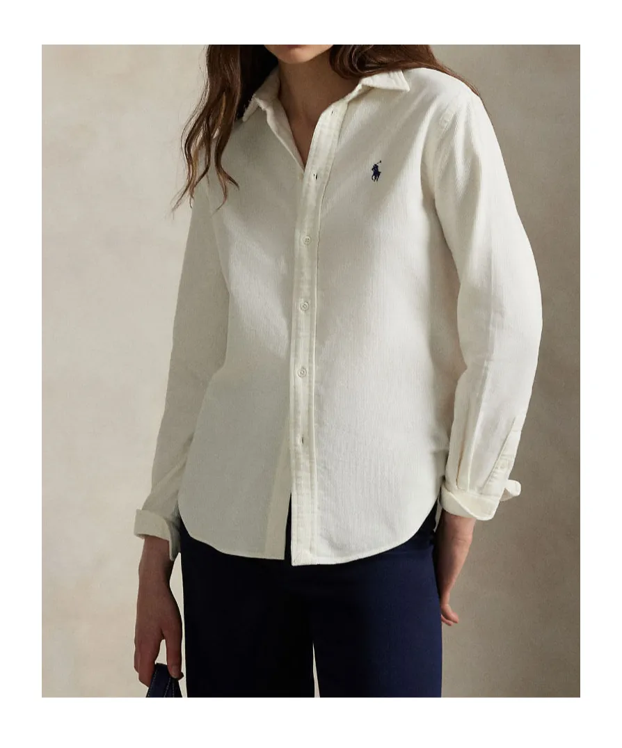 Logo Embroidered Curved Hem Shirt