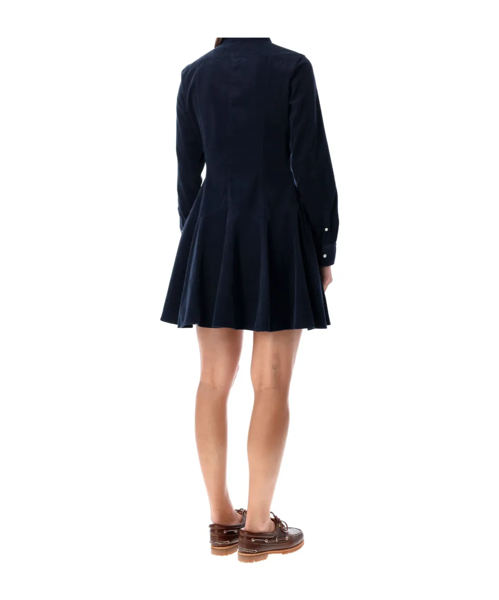 Corduroy Flared Shirt Mini Dress