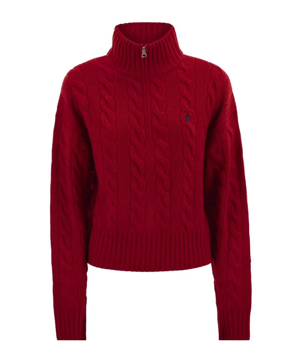 Half Zipped Cable-Knit Jumper