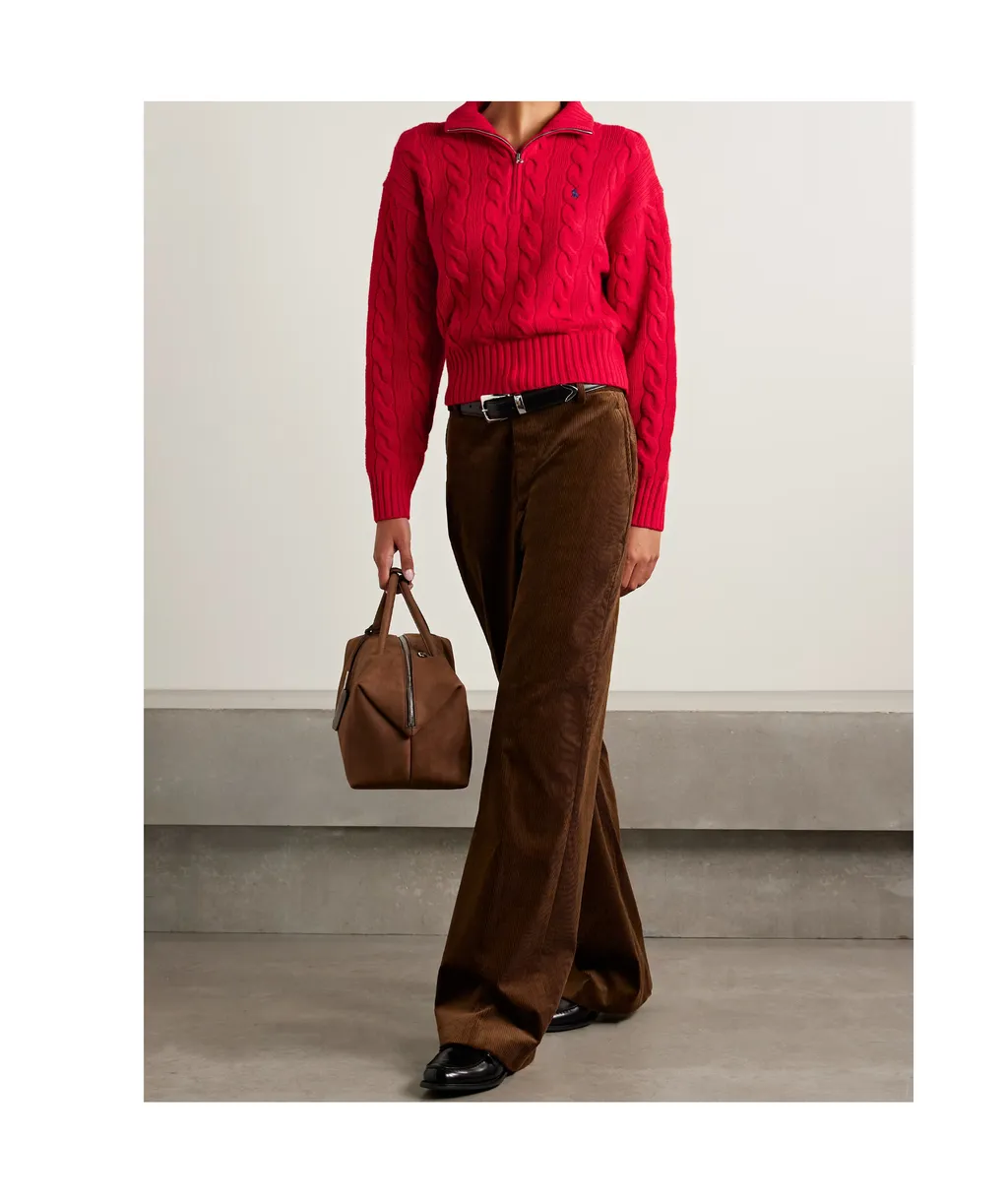 Half Zipped Cable-Knit Jumper