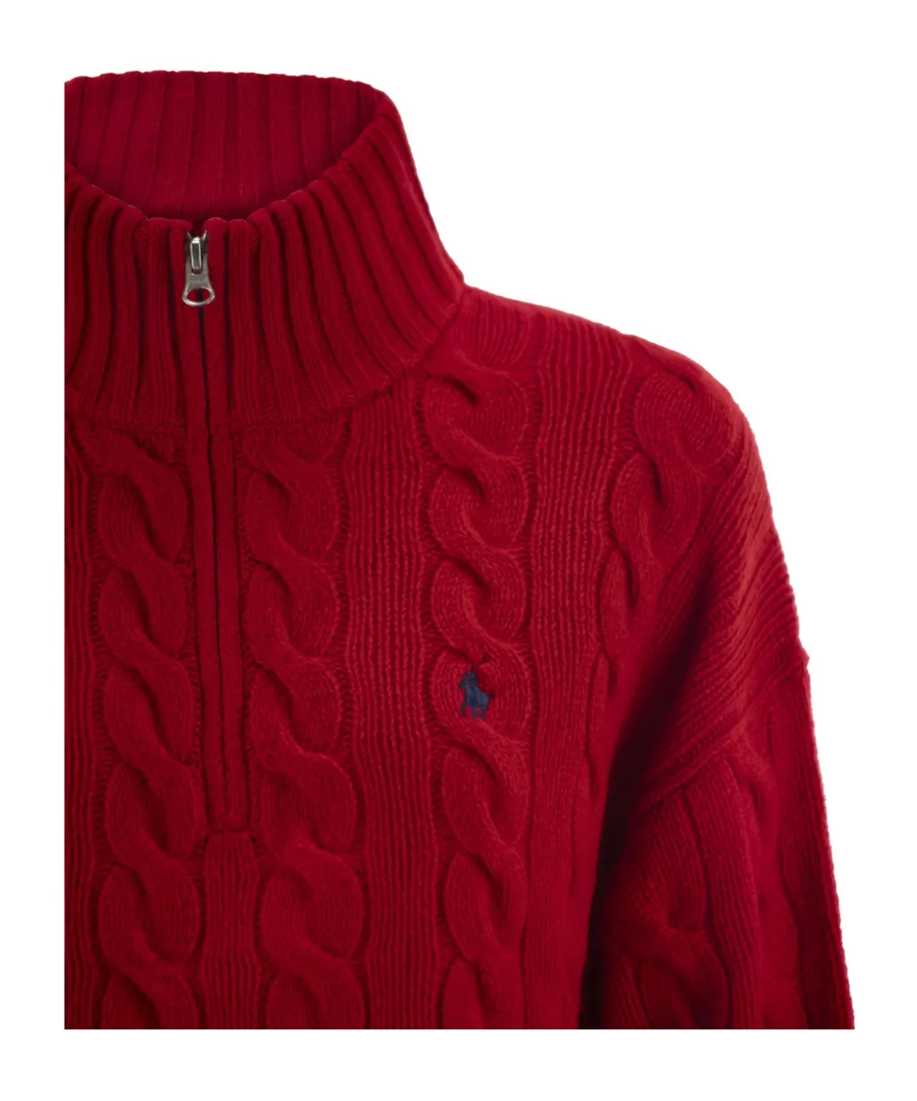 Half Zipped Cable-Knit Jumper