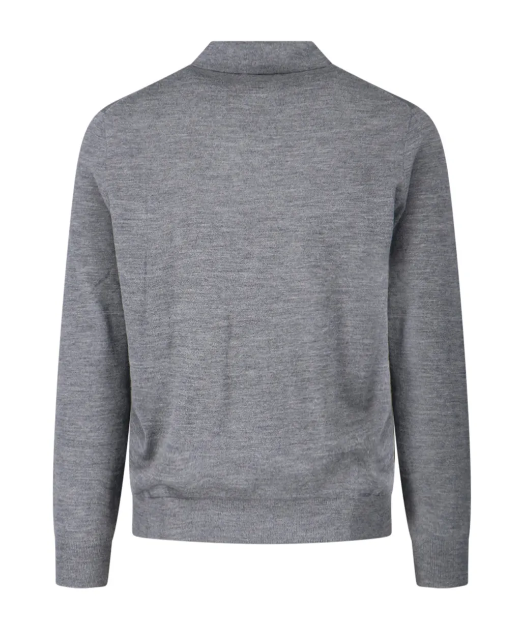 Logo Embroidered Long-Sleeved Polo Shirt