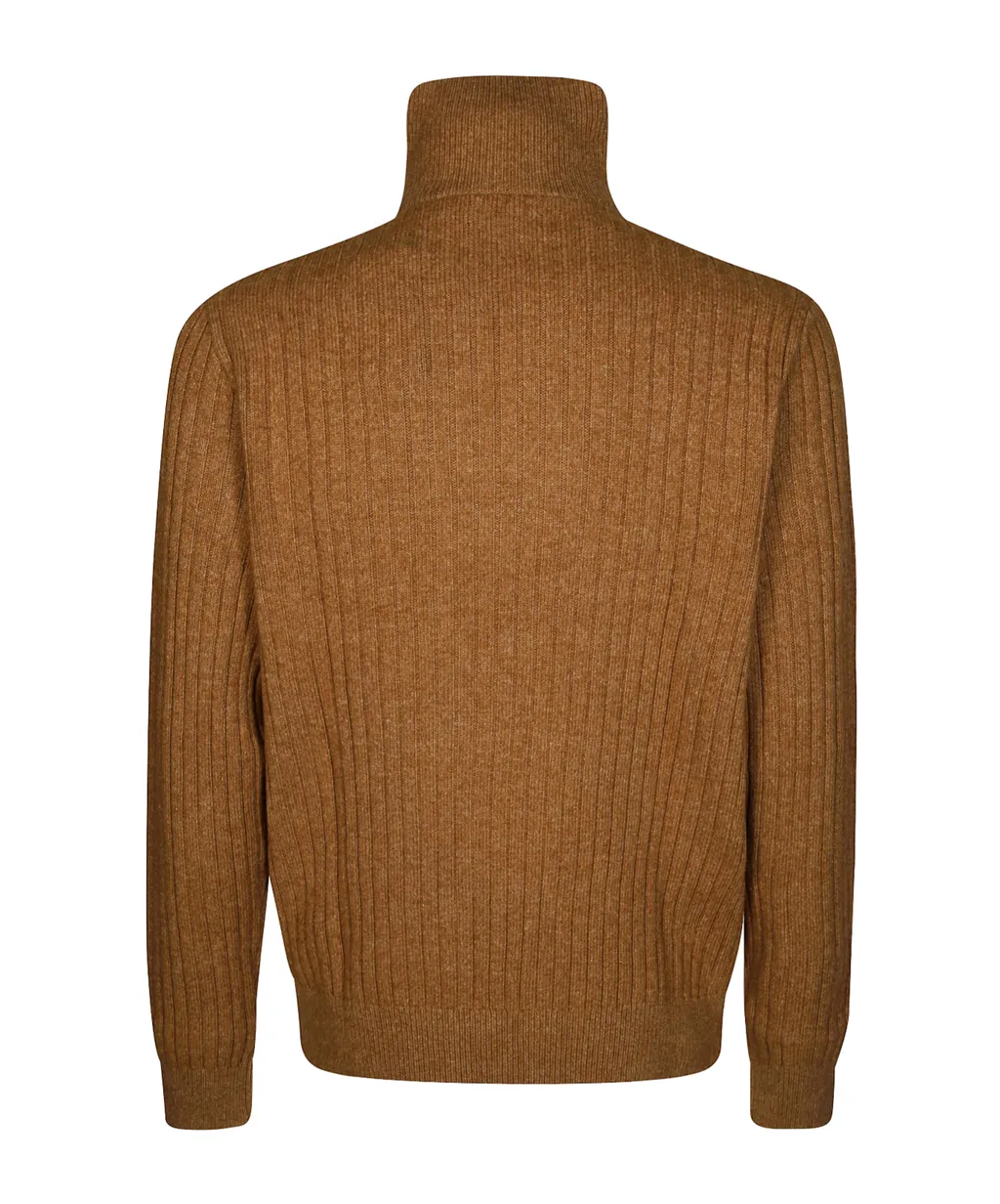 Ribbed-Knit Half-Zip Sweater