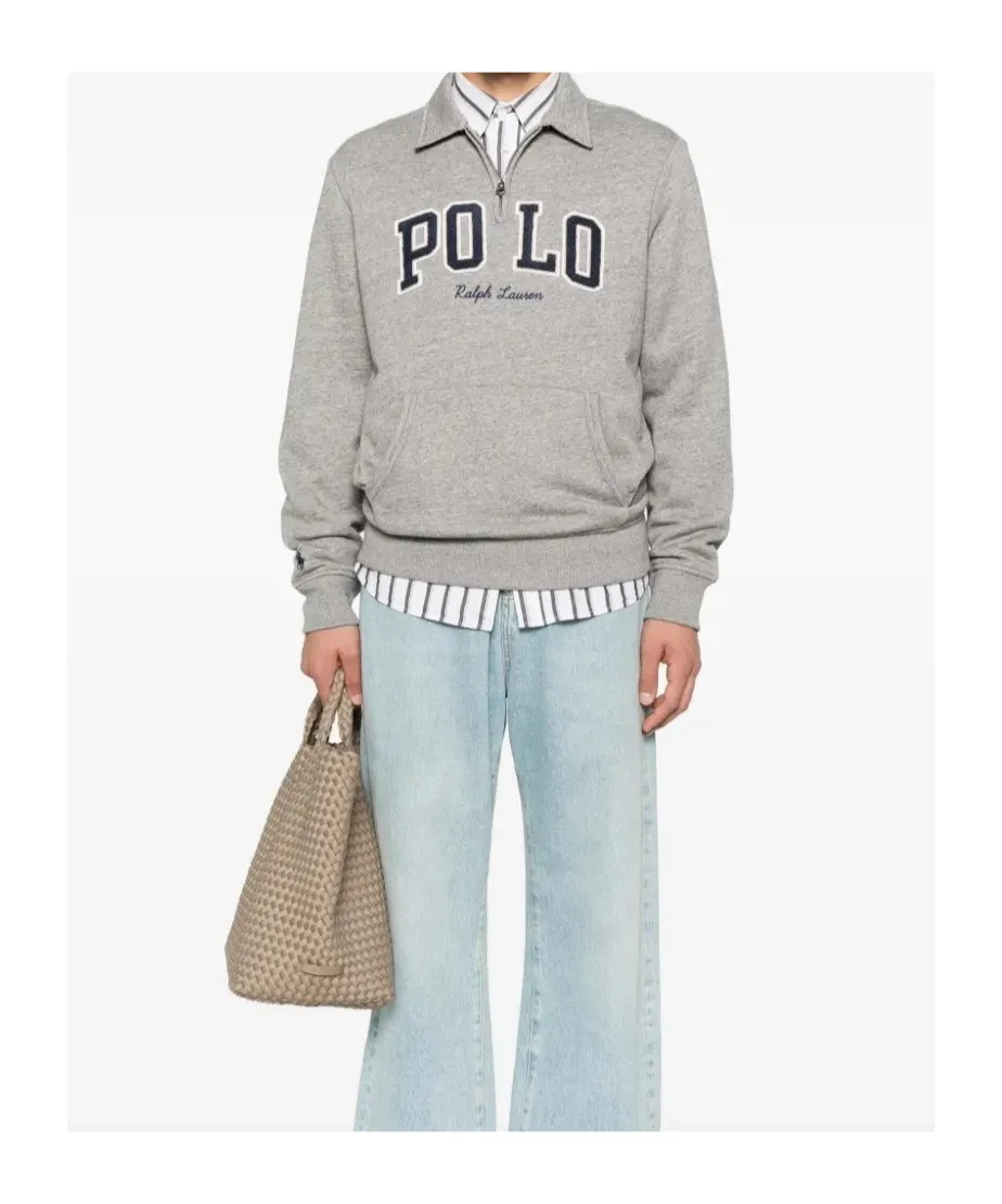 Polo Neck Kangaroo Pocket Sweatshirt