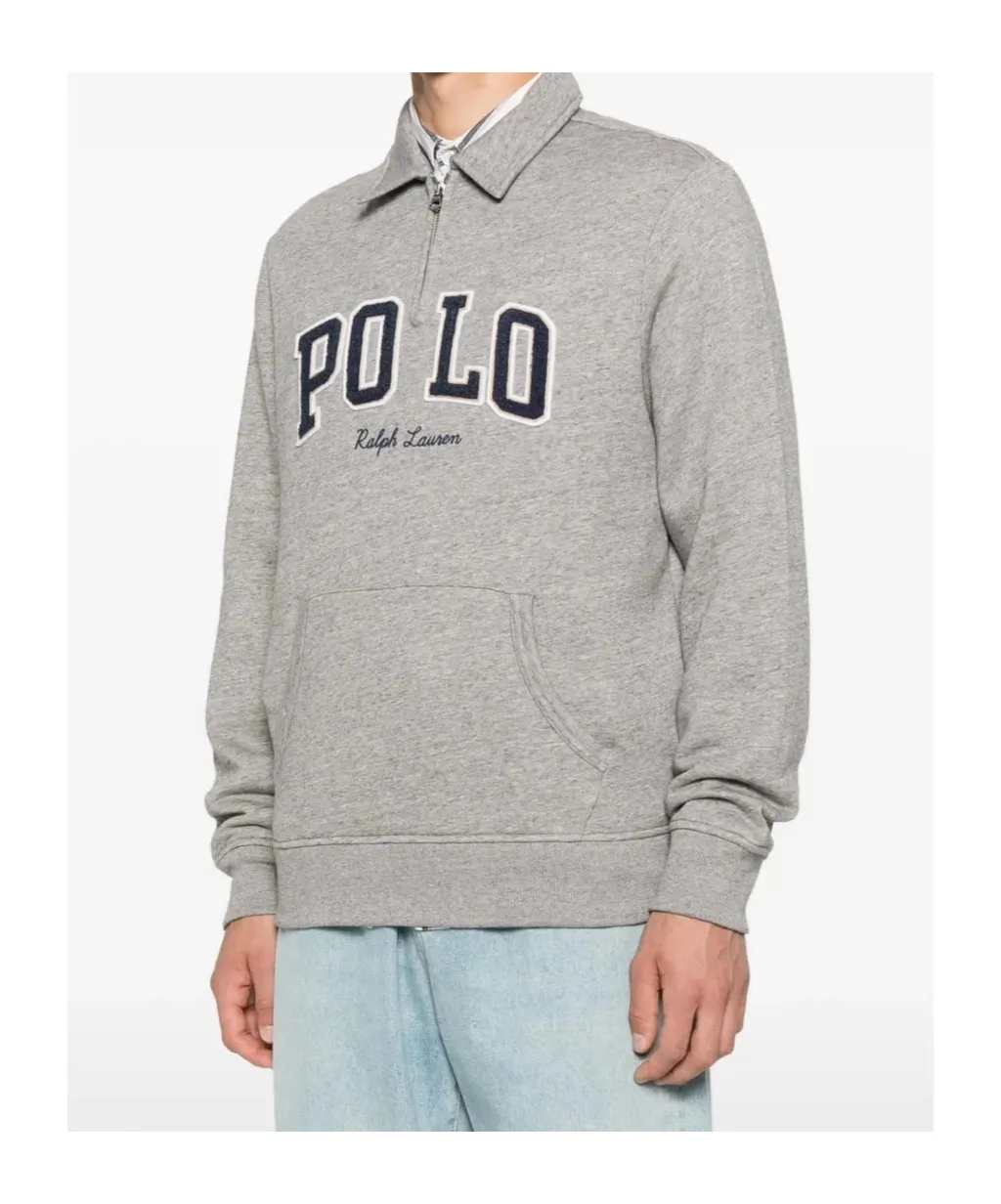 Polo Neck Kangaroo Pocket Sweatshirt