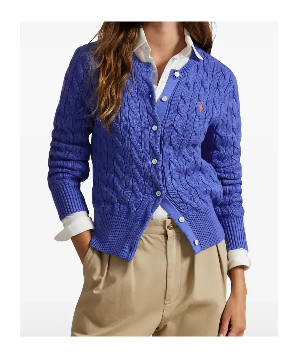 Cable-Knit Button-Up Cardigan