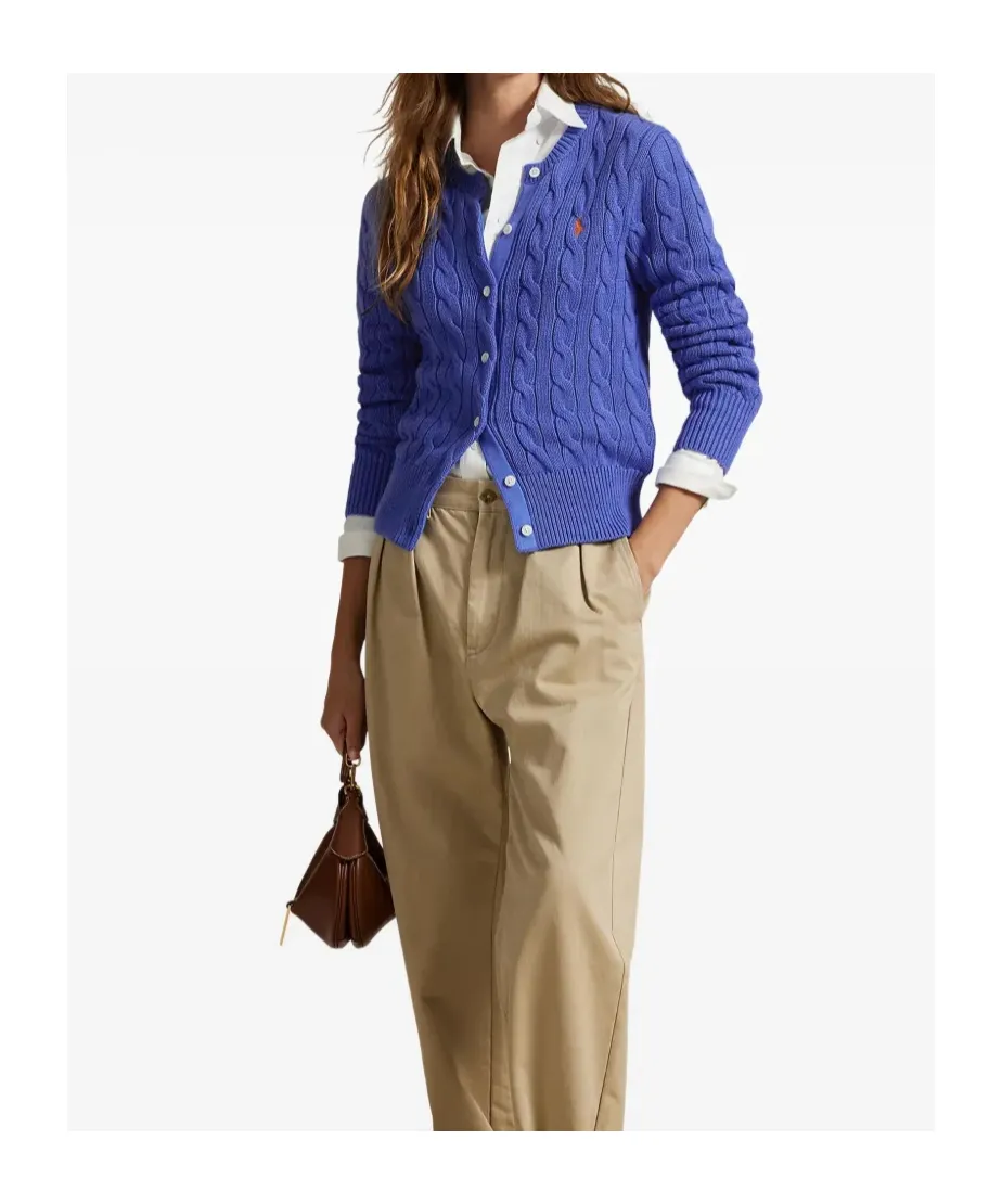 Cable-Knit Button-Up Cardigan
