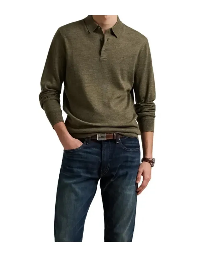Logo Embroidered Long-Sleeved Polo Shirt
