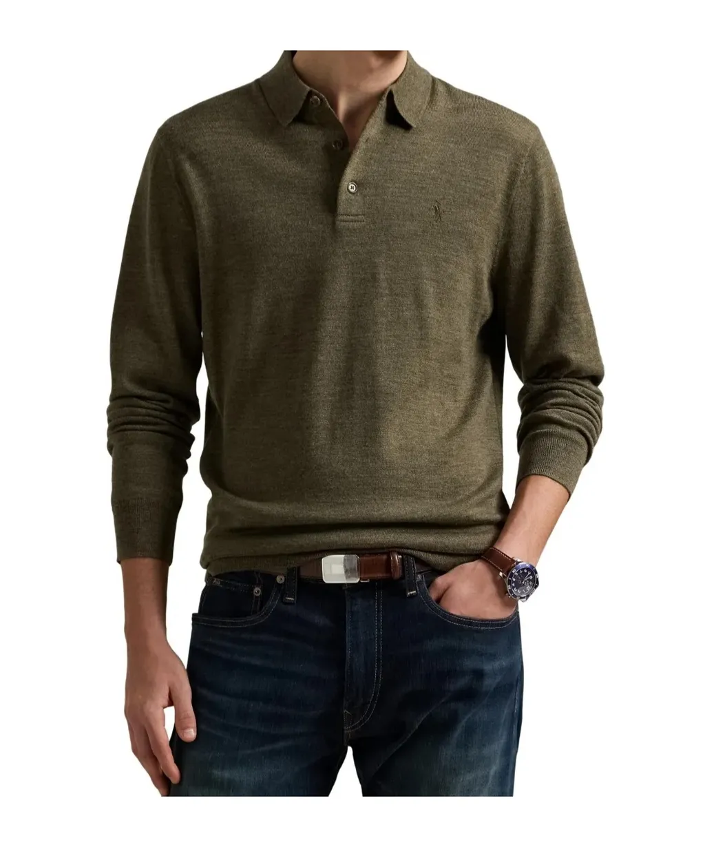 Logo Embroidered Long-Sleeved Polo Shirt