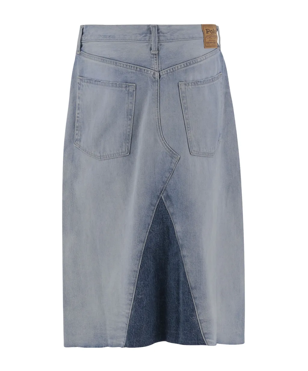Patchwork Denim Midi Skirt