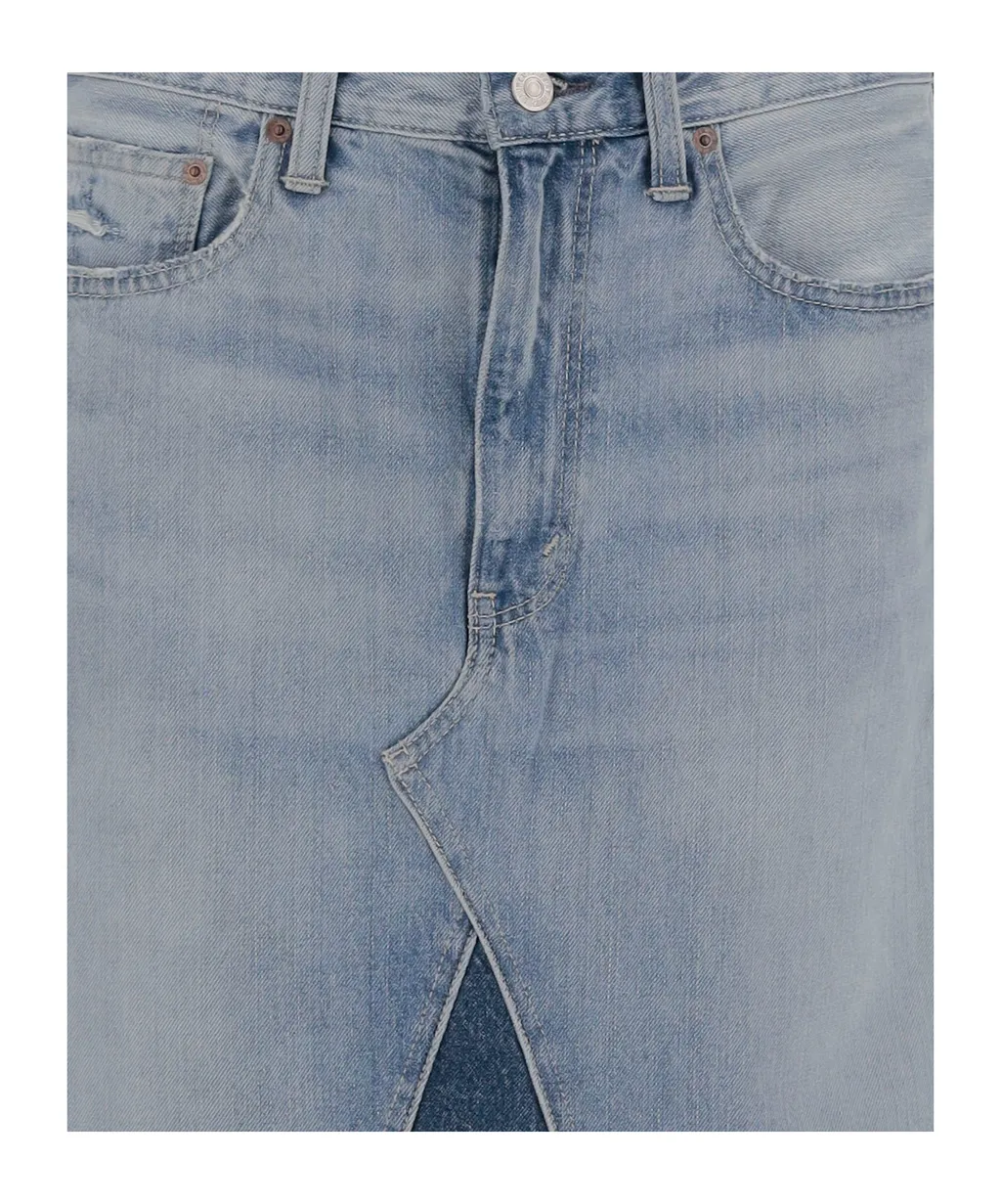 Patchwork Denim Midi Skirt
