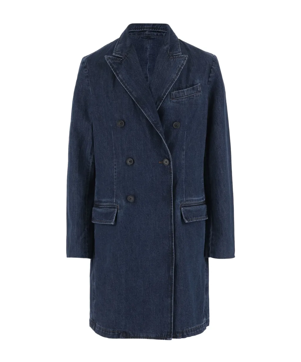 Denim Double-Breasted Coat