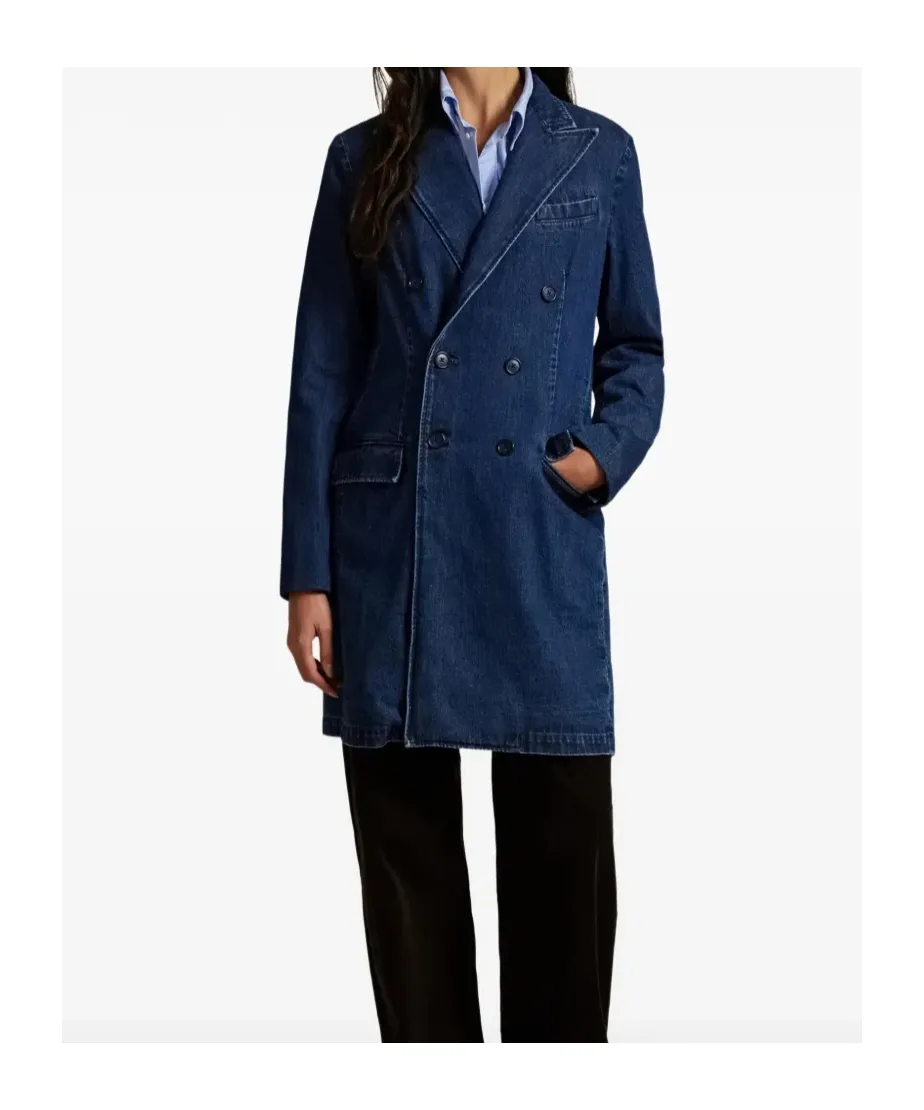 Denim Double-Breasted Coat