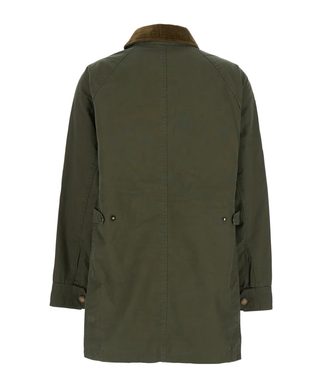 Corduroy-Collar Flap-Pocket Coat