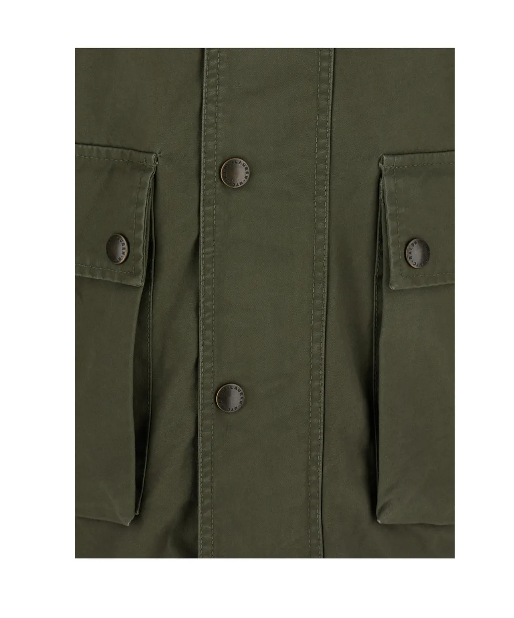 Corduroy-Collar Flap-Pocket Coat