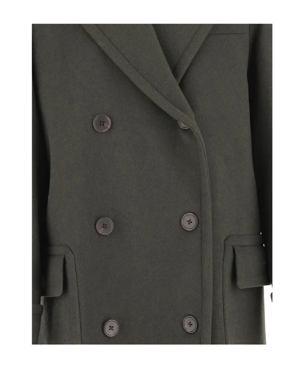 Peaked-Lapel Double-Breasted Coat