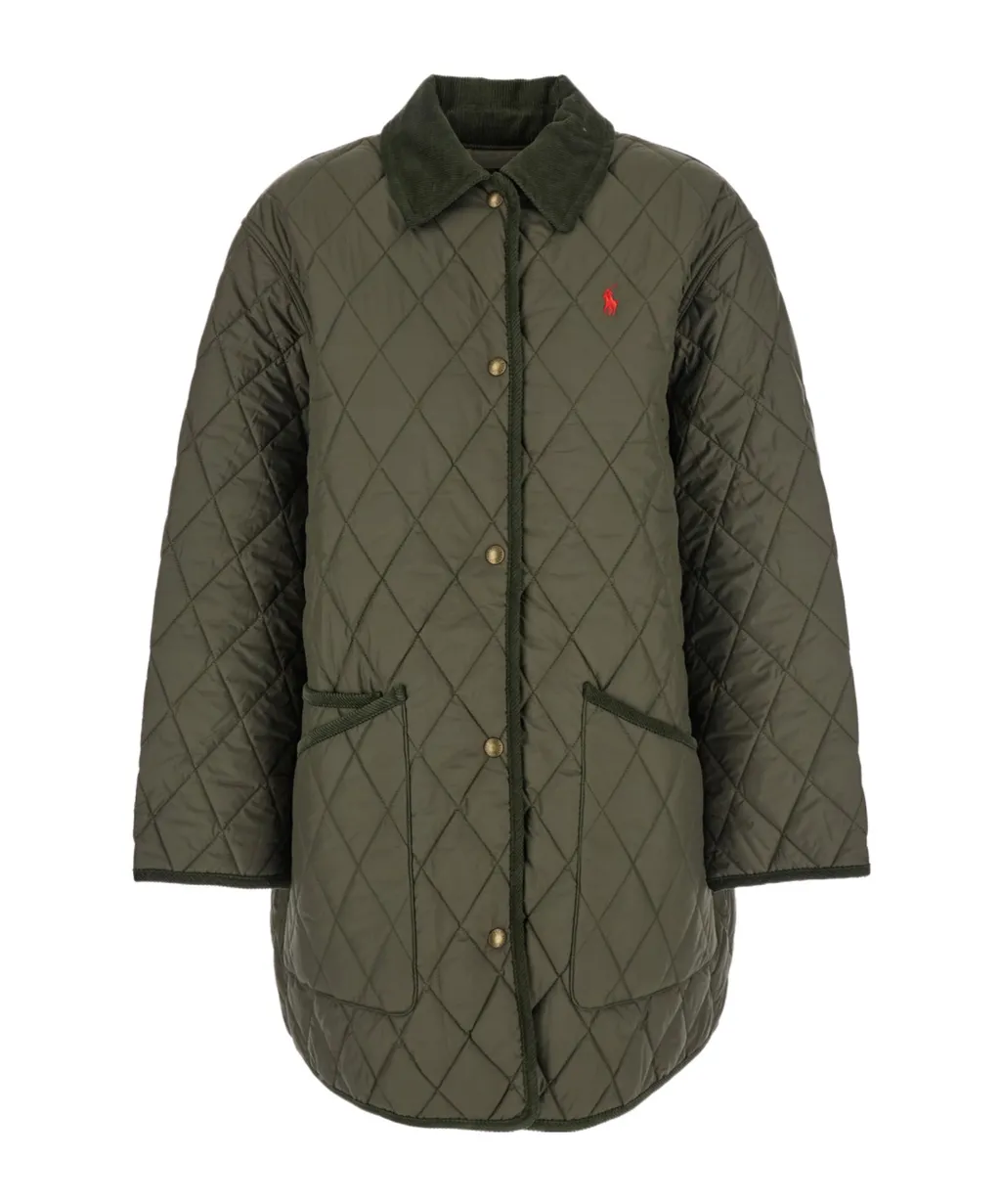 Quilted Corduroy-Collar Jacket