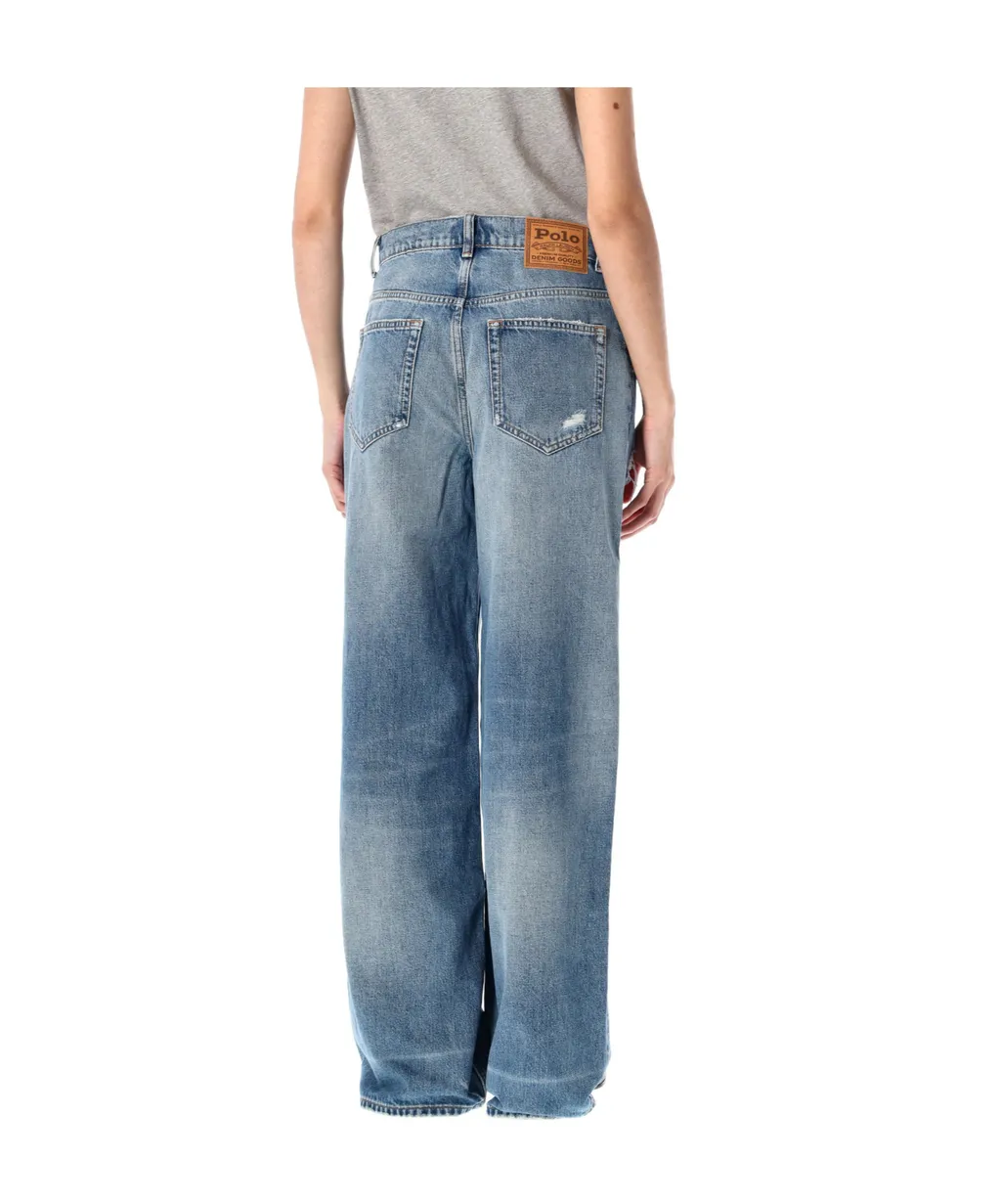Distressed Straight-Leg Jeans