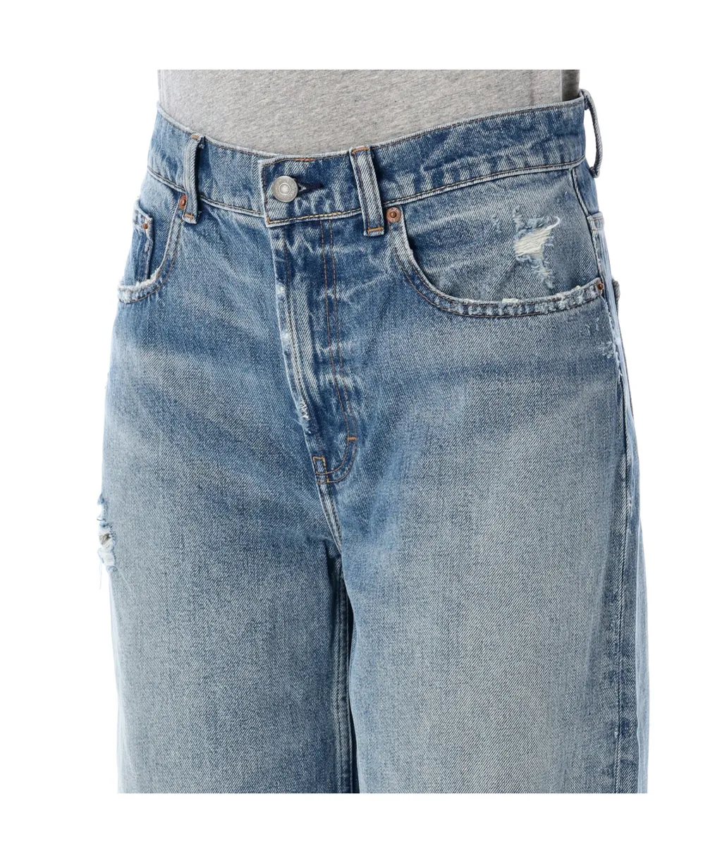 Distressed Straight-Leg Jeans