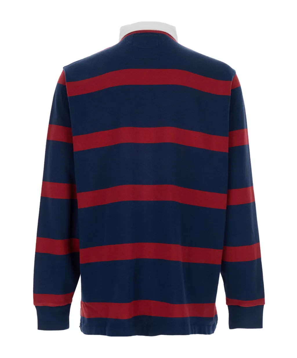 Long-Sleeved Striped Polo Shirt