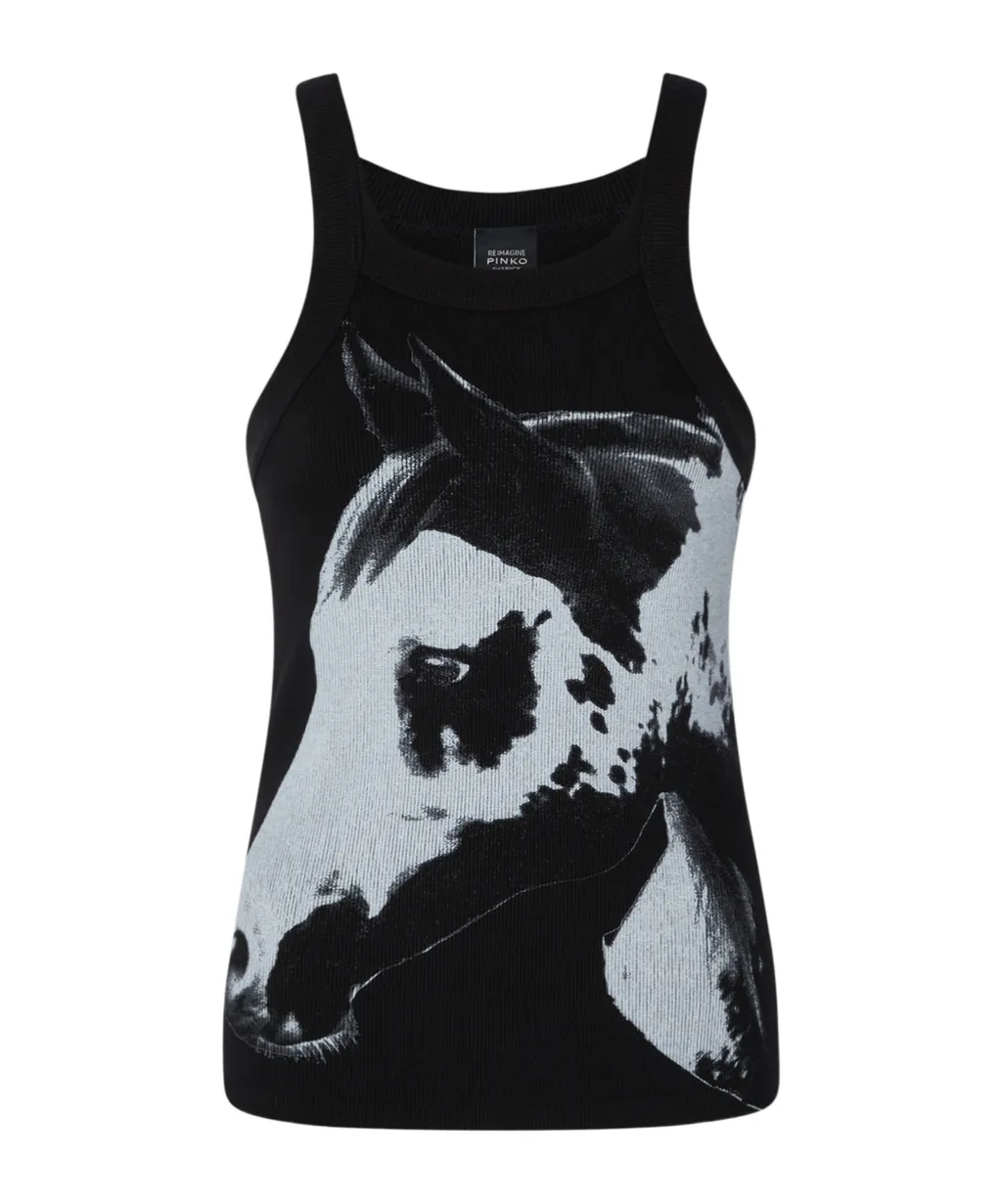 X Patrick Mcdowell Horse Print Ribbed Vest