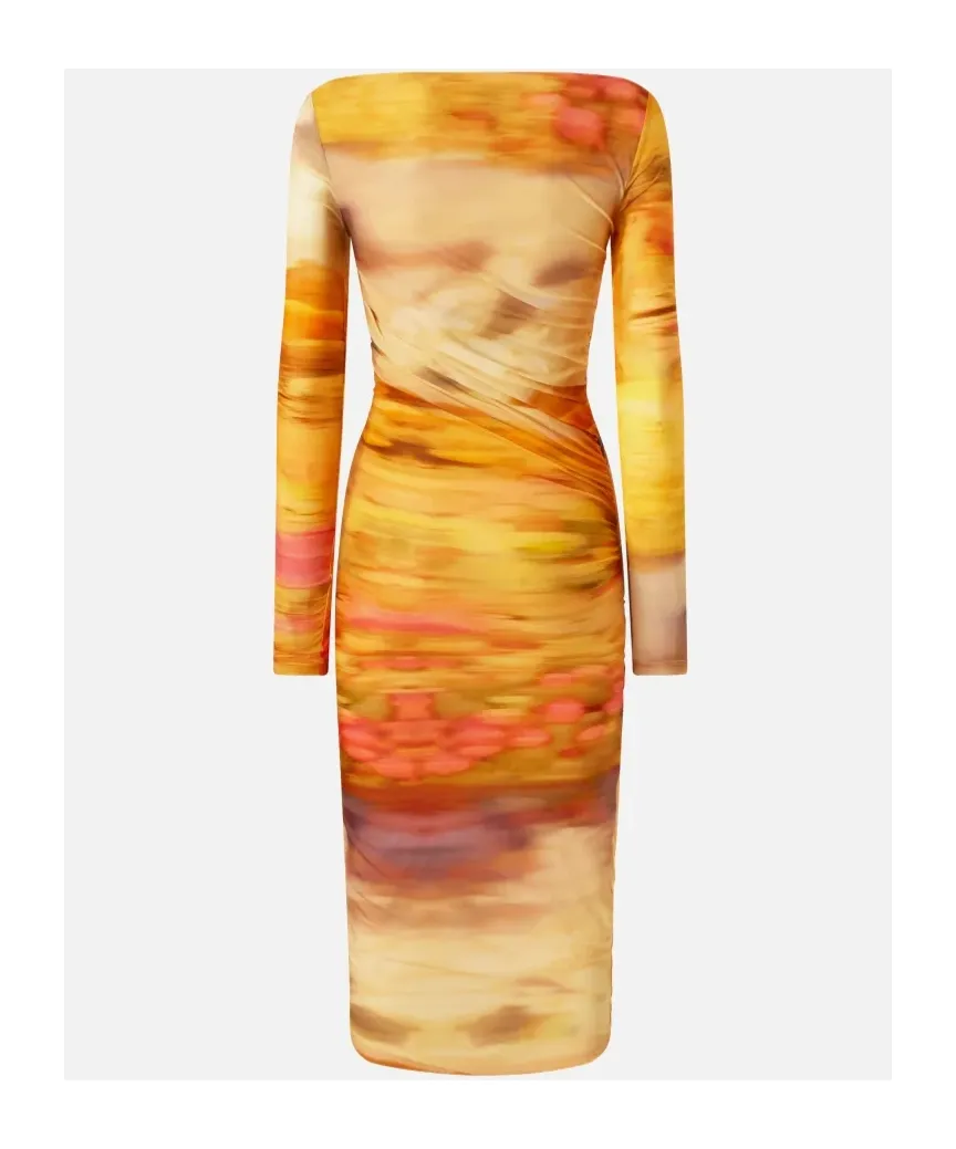 Boat Neck Printed Dress