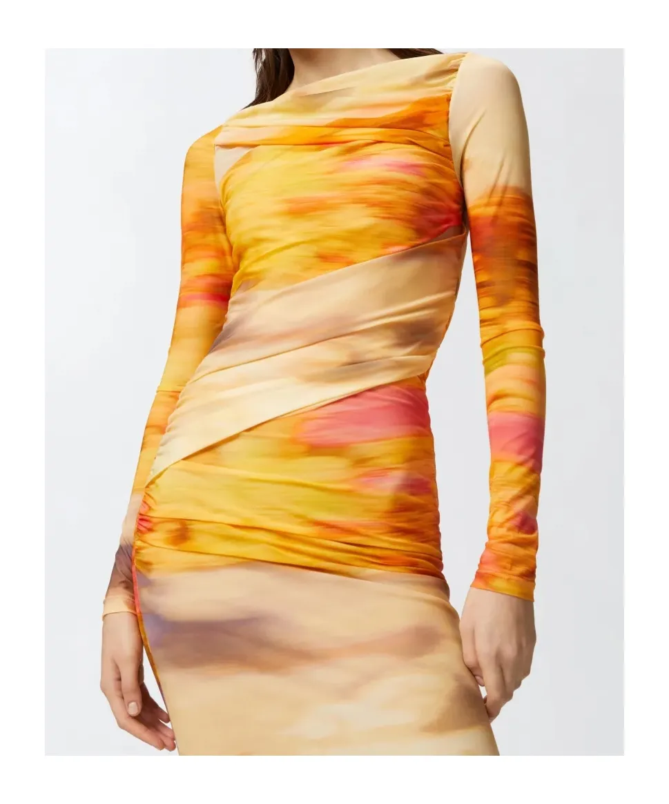 Boat Neck Printed Dress