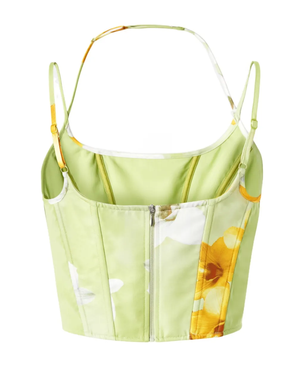 Floral-Print Corset Top