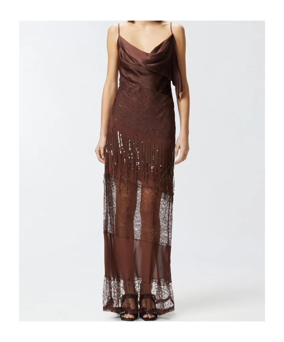 Lace-Panelled Maxi Dress