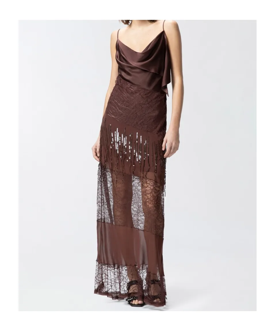 Lace-Panelled Maxi Dress