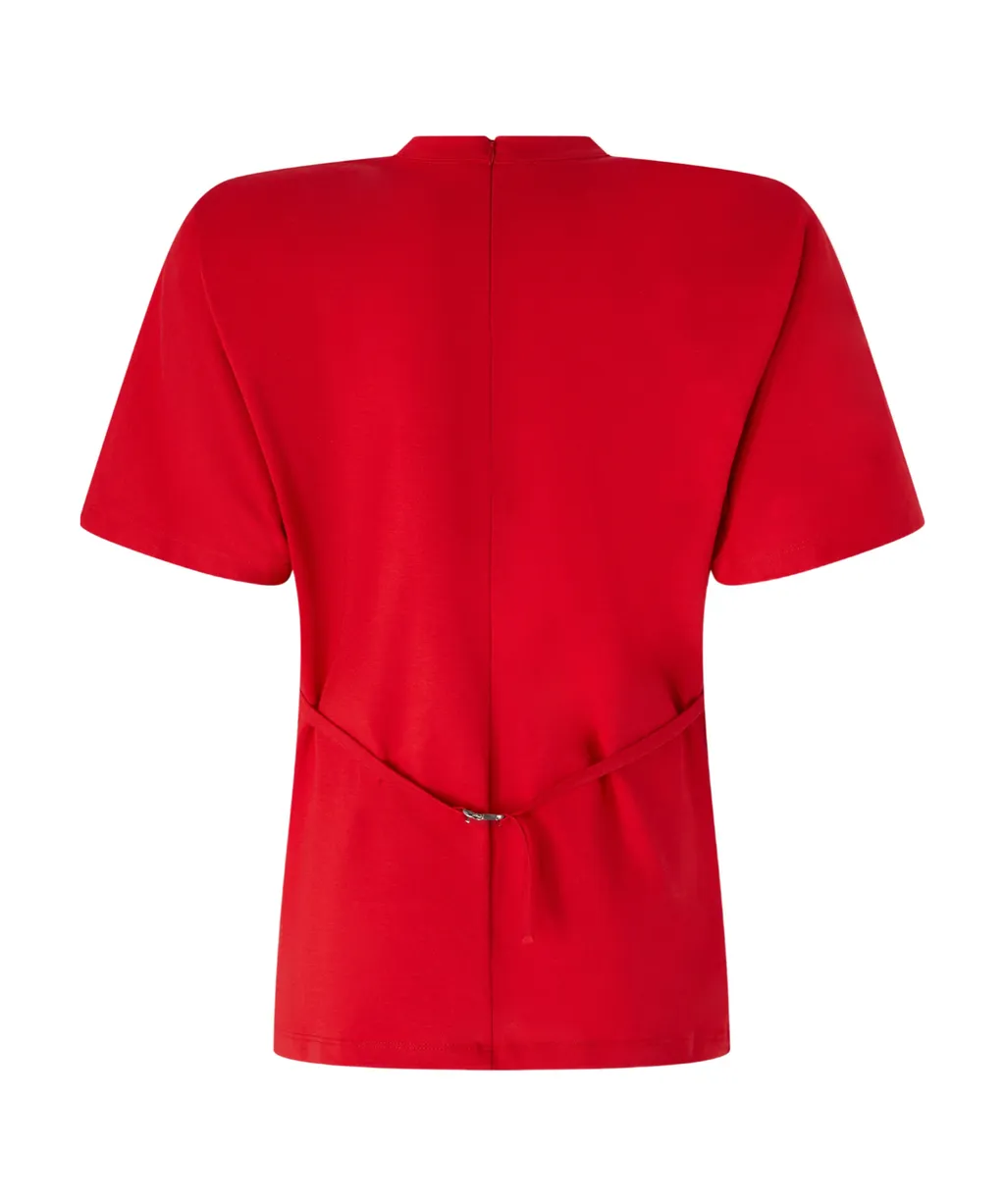 Belted Round Neck Blouse