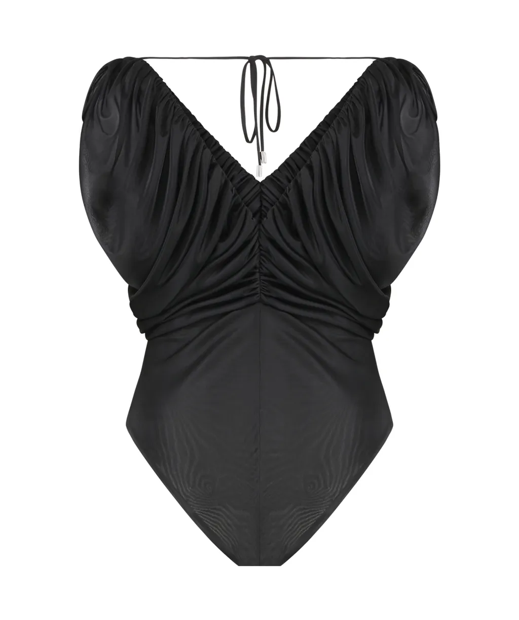 V-Neck Ruched Bodysuit