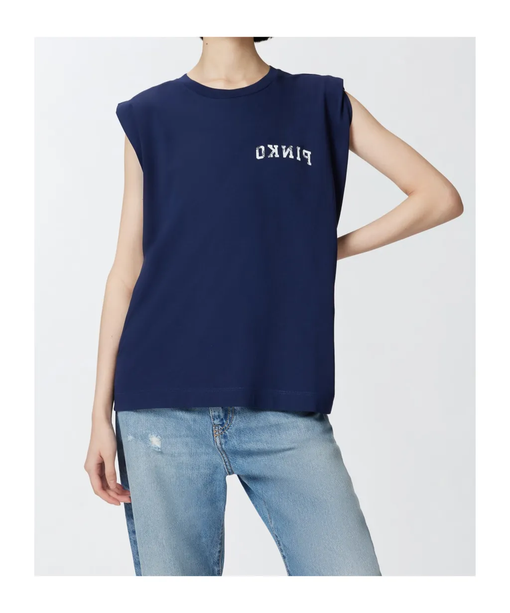 Sleeveless T-Shirt With Pinko Logo