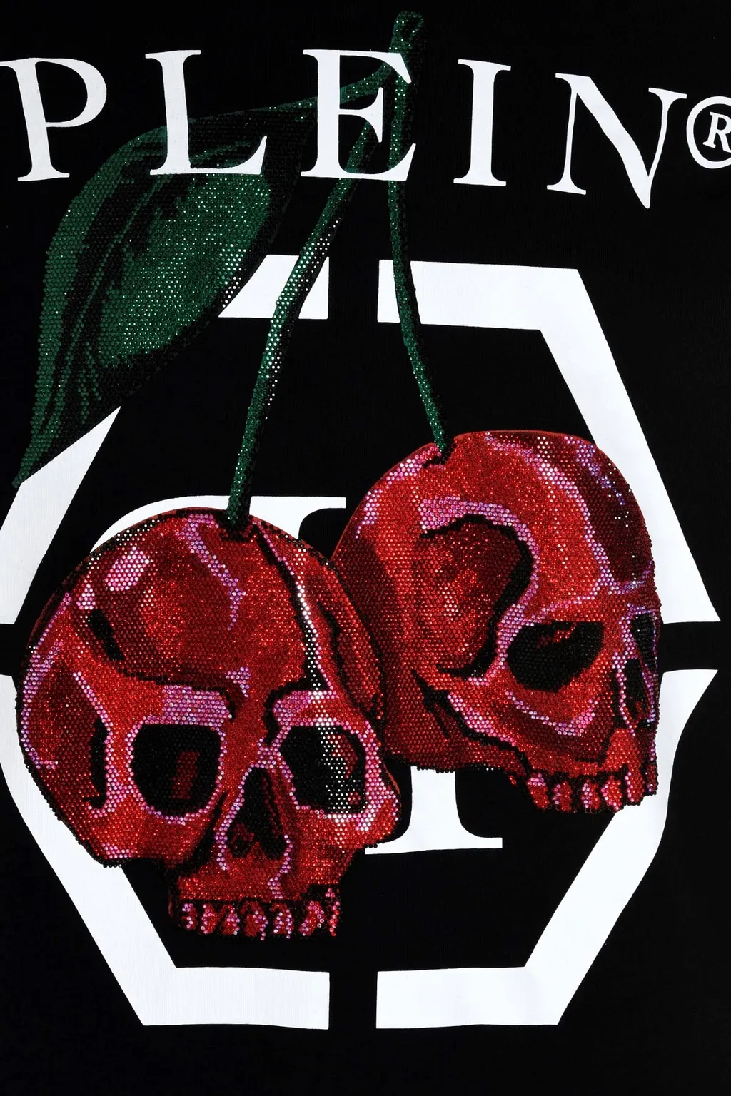Rhinestone-Cherries Cotton Hoodie