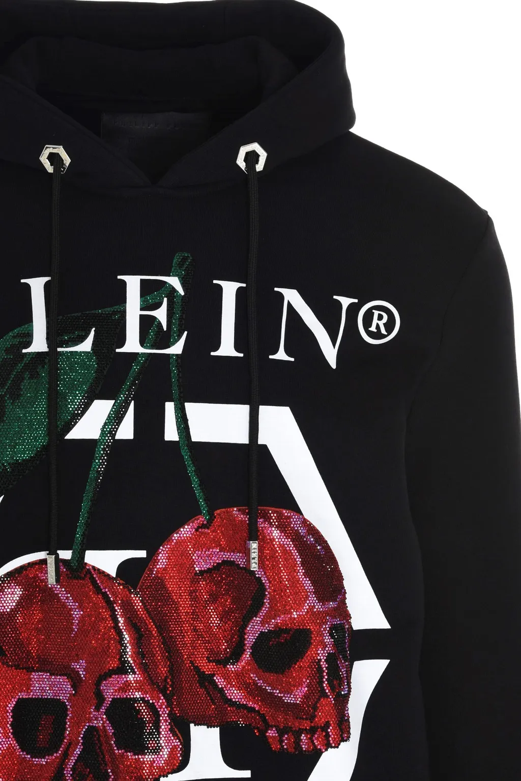 Rhinestone-Cherries Cotton Hoodie