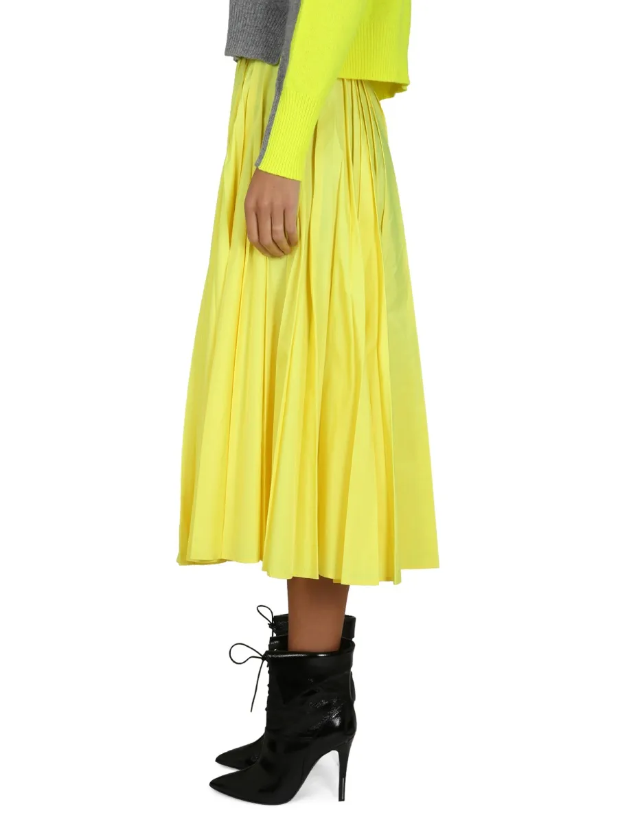 Pleated Mid-Length Flared Skirt