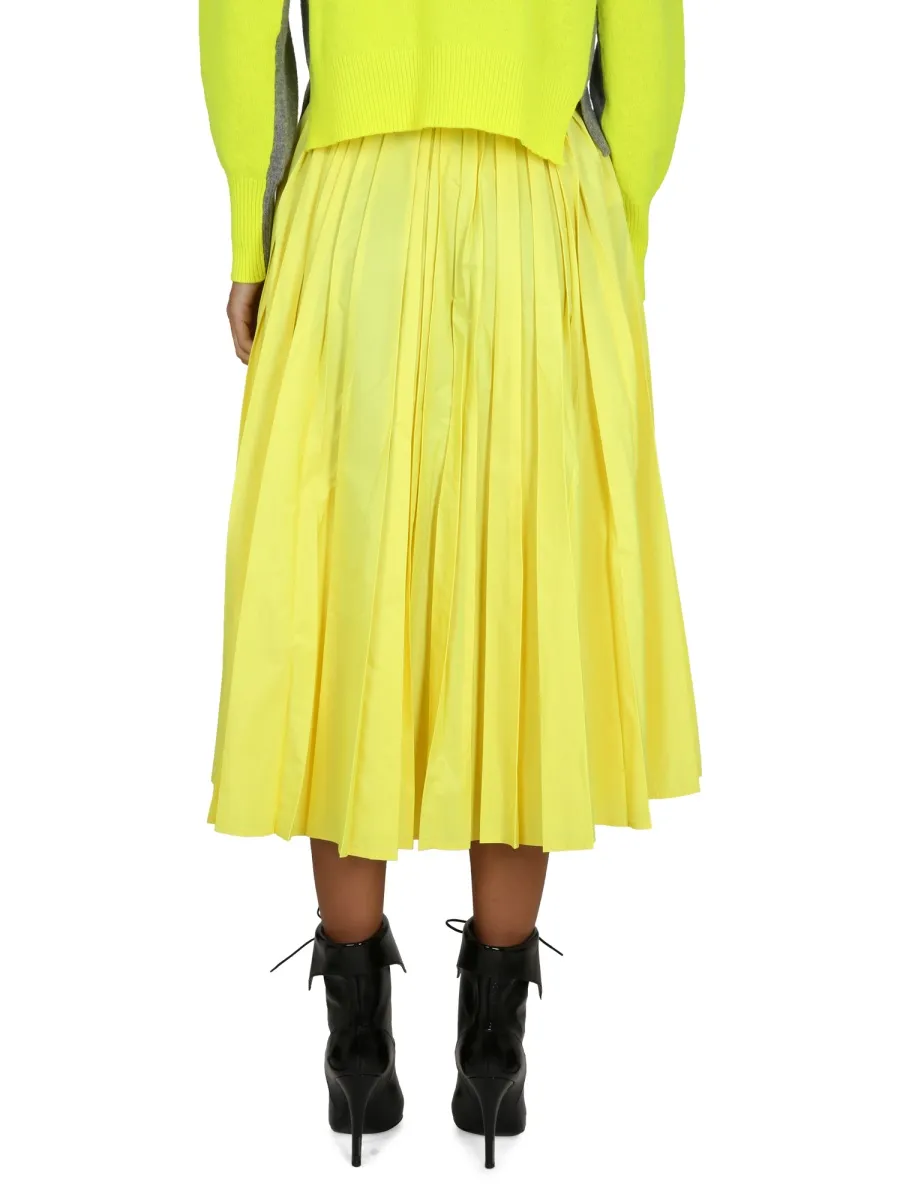 Pleated Mid-Length Flared Skirt