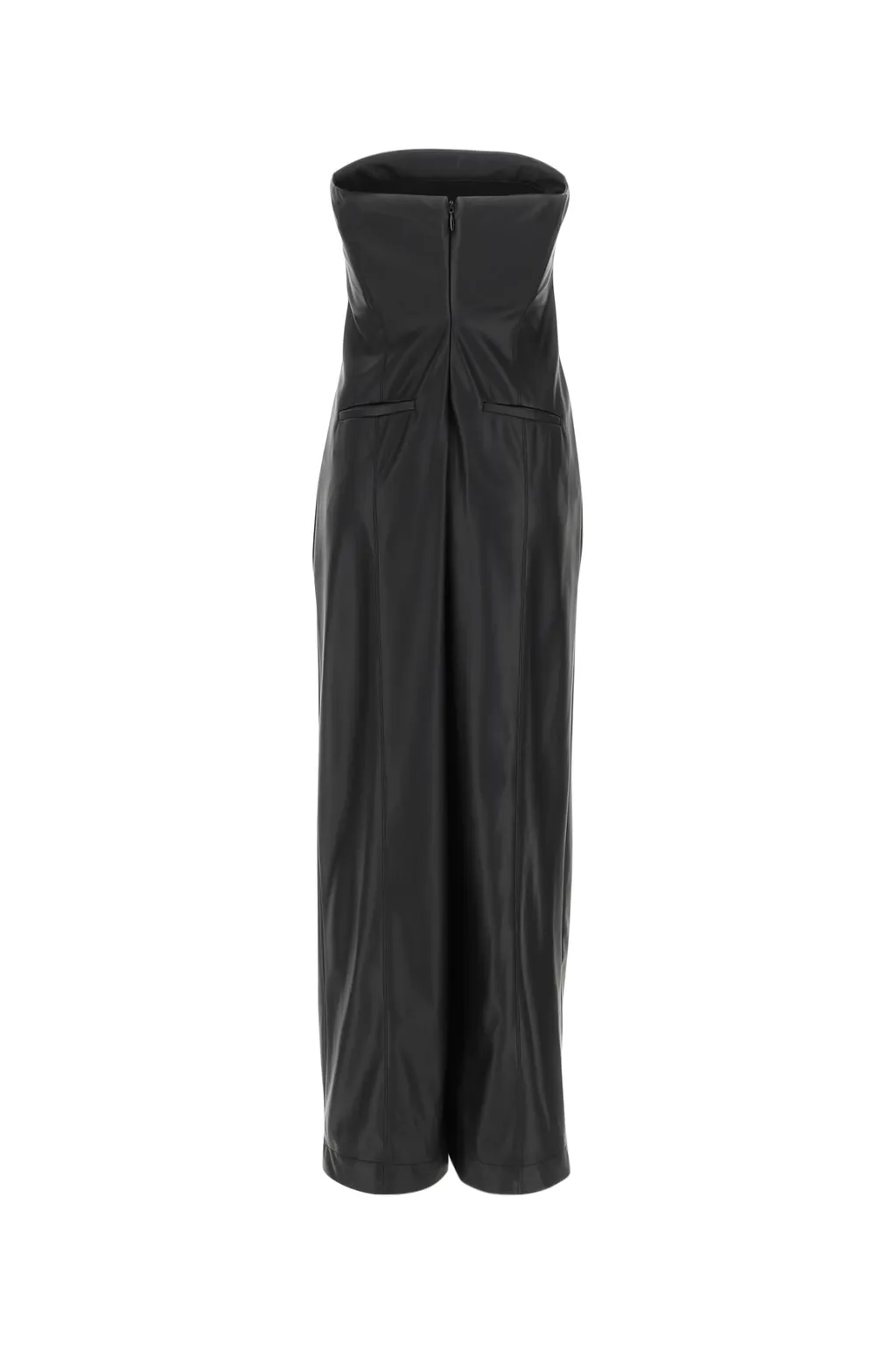 Strapless Faux-Leather Jumpsuit